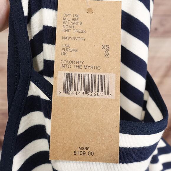 New! Cremieux Dress Womens XS Navy Ivory Striped Noah Knit High Neck A-Line NWT - Picture 9 of 13